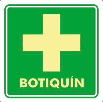 Señal verde indicando la ubicación de un botiquín